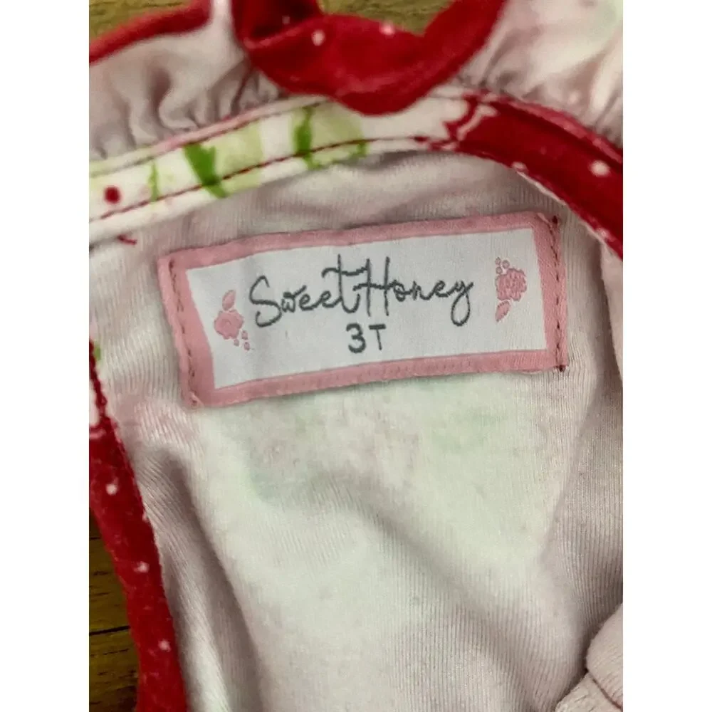 SweetHoney Red Floral Spring Lounger Romper - Sweet Pea Red Pink Floral Roses 3T